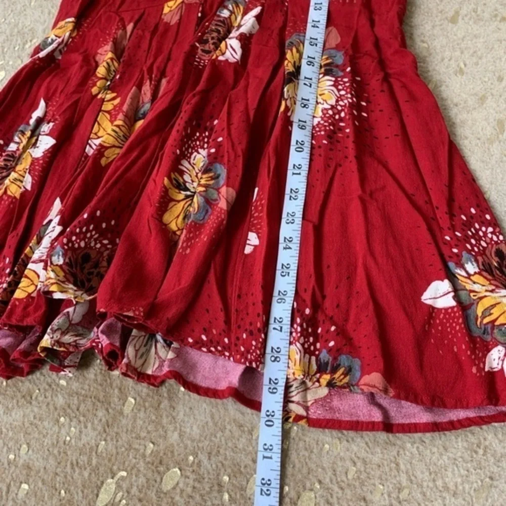Free People Pleated Floral Sleeveless Top with Open Back